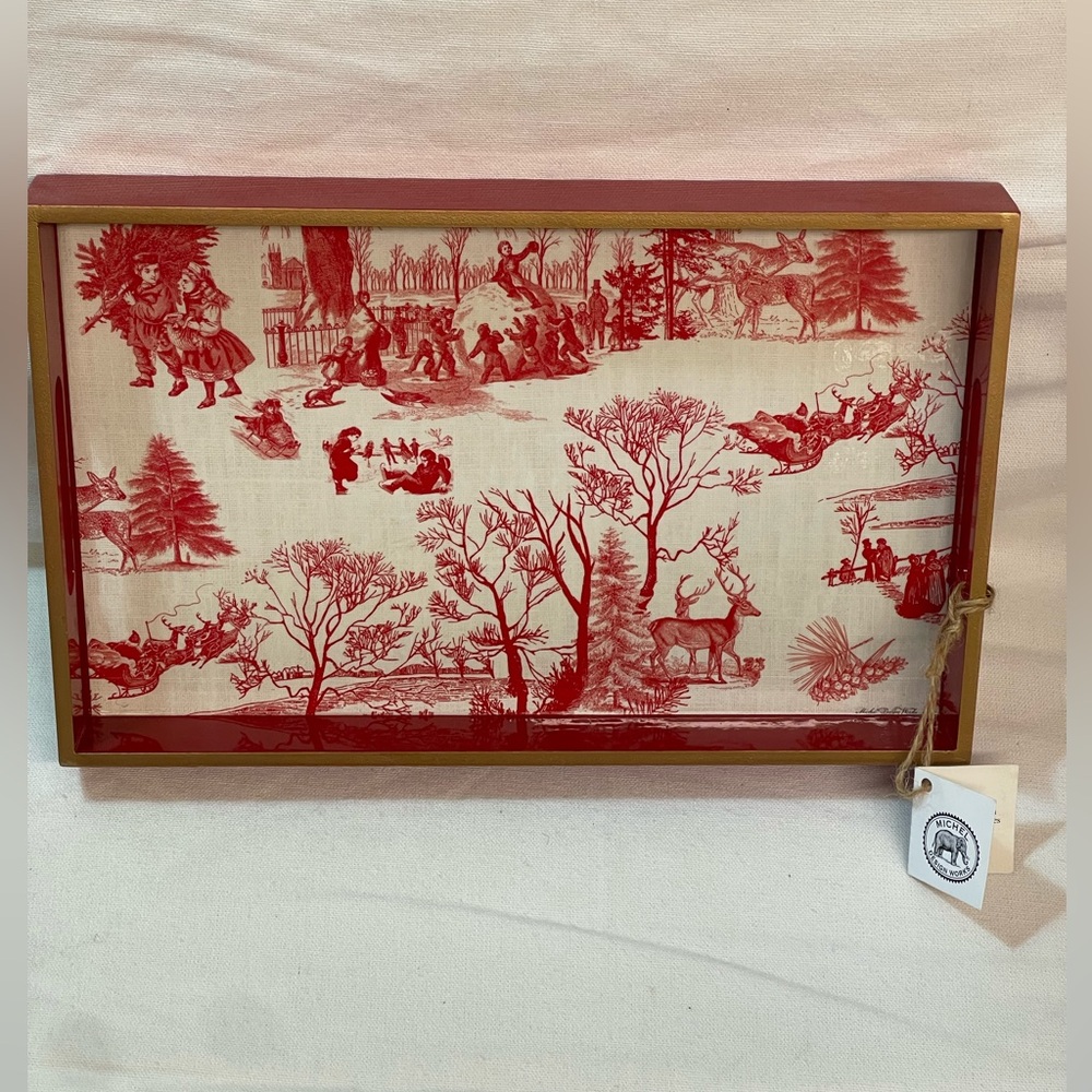 Michael Design Christmas Wonderland decoupage Woden vanity tray
